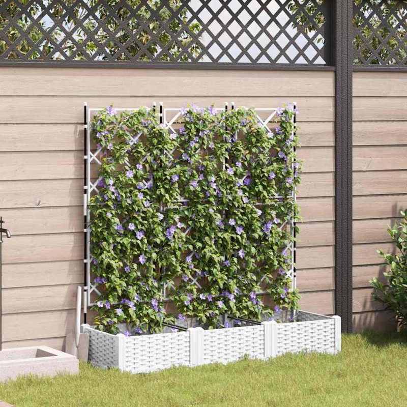 vidaXL Γλάστρα Κήπου 3 τμχ. Λευκό 120 x 40 x 125,5 εκ. PP