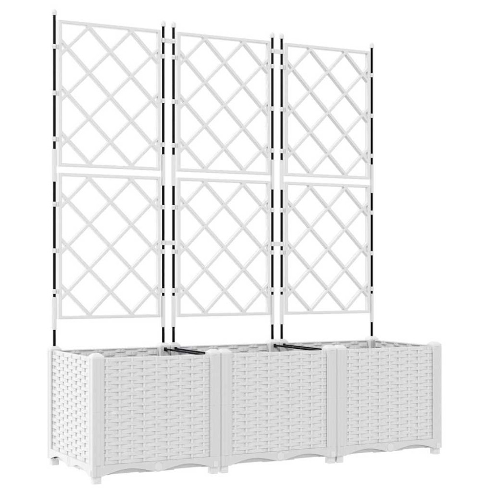 vidaXL Γλάστρα Κήπου 3 τμχ. Λευκό 120 x 40 x 143 εκ. PP