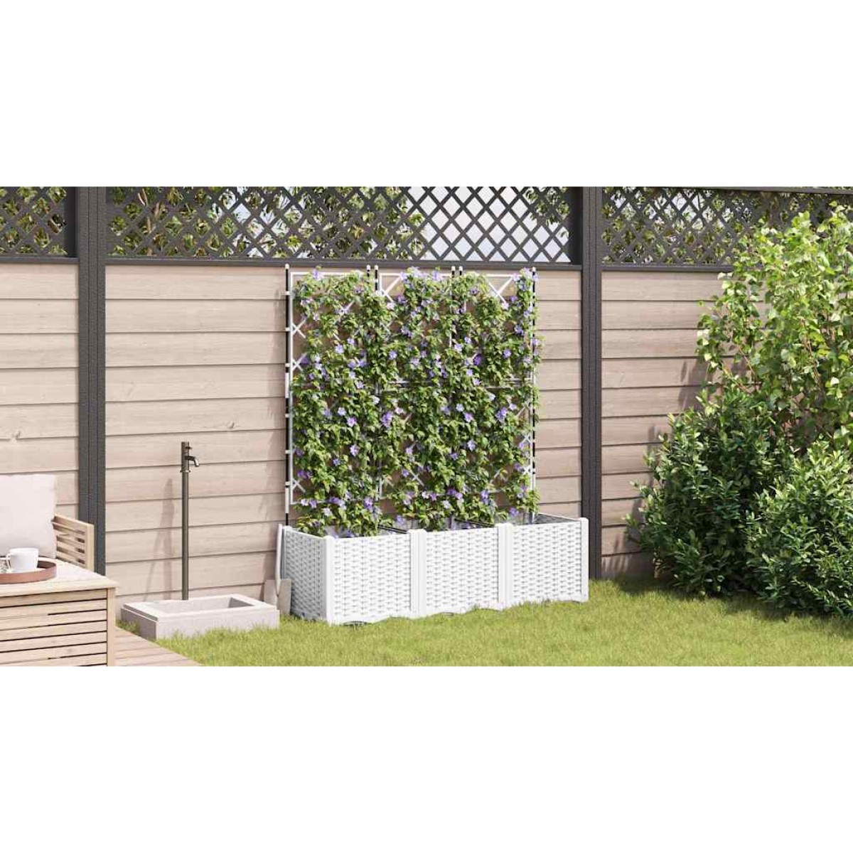 vidaXL Γλάστρα Κήπου 3 τμχ. Λευκό 120 x 40 x 143 εκ. PP