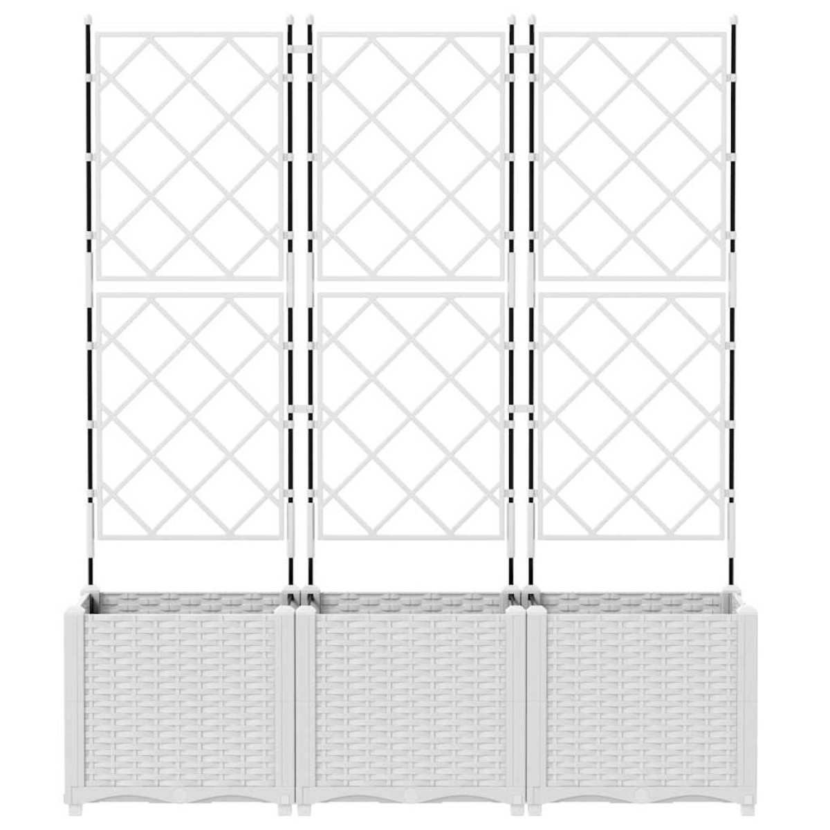 vidaXL Γλάστρα Κήπου 3 τμχ. Λευκό 120 x 40 x 143 εκ. PP