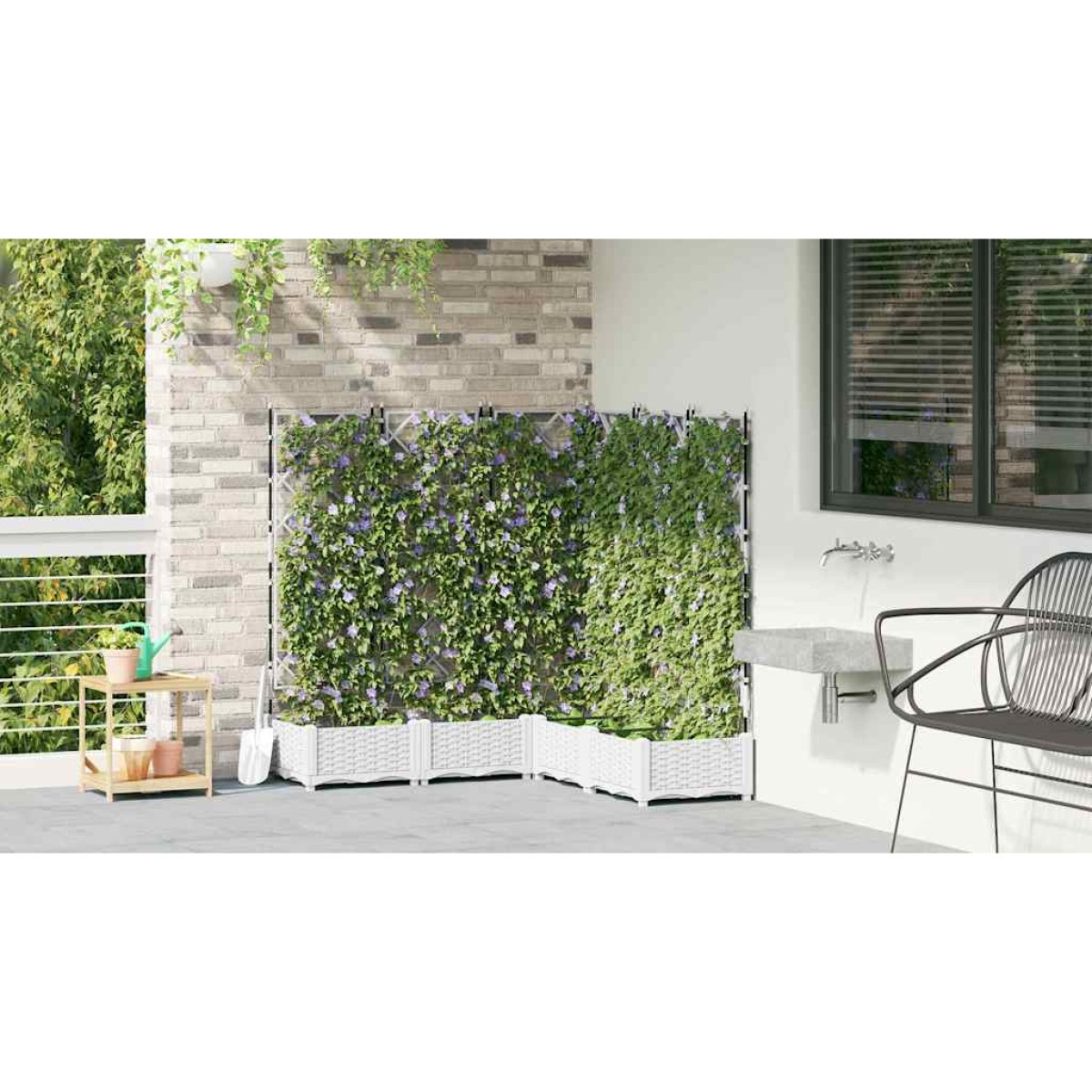 vidaXL Γλάστρα Κήπου 5 τμχ. Λευκό 120 x 120 x 125,5 εκ. PP