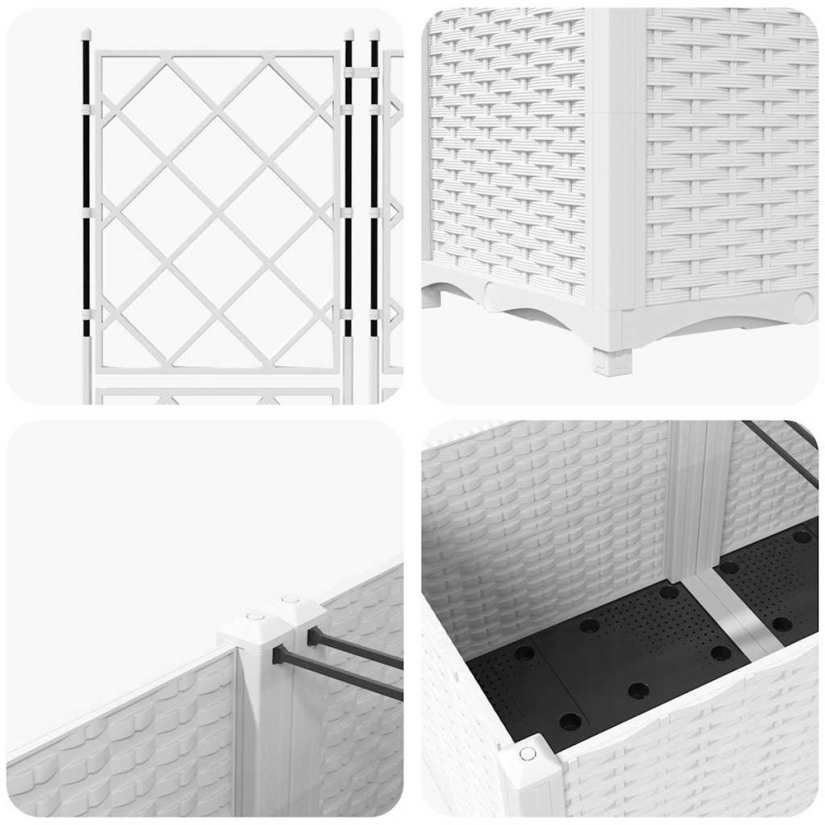 vidaXL Γλάστρα Κήπου 5 τμχ. Λευκό 120 x 120 x 143 εκ. PP