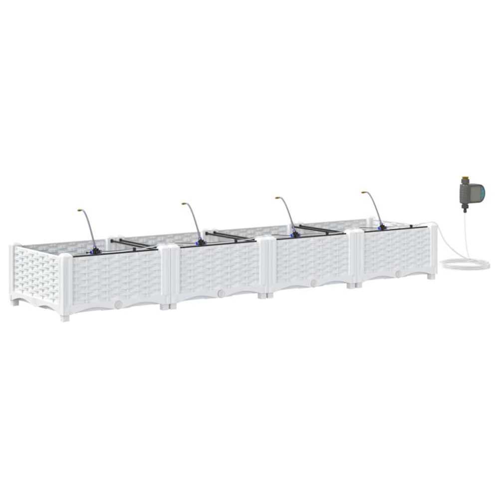 vidaXL Γλάστρα Κήπου 4 τμχ. Λευκό 160 x 40 x 22 cm PP
