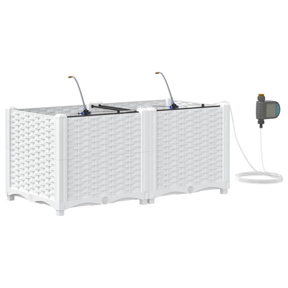 vidaXL Γλάστρα Κήπου 2 τμχ. Λευκό 80 x 40 x 37,5 cm PP