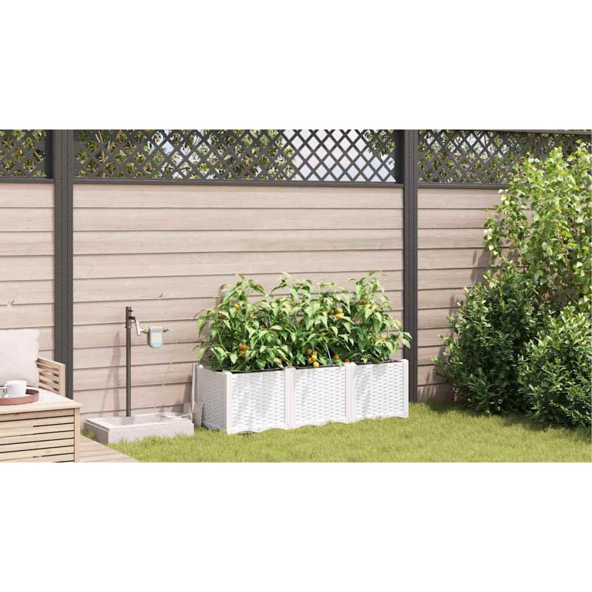 vidaXL Γλάστρα Κήπου 3 τμχ. Λευκό 120 x 40 x 37,5 cm PP