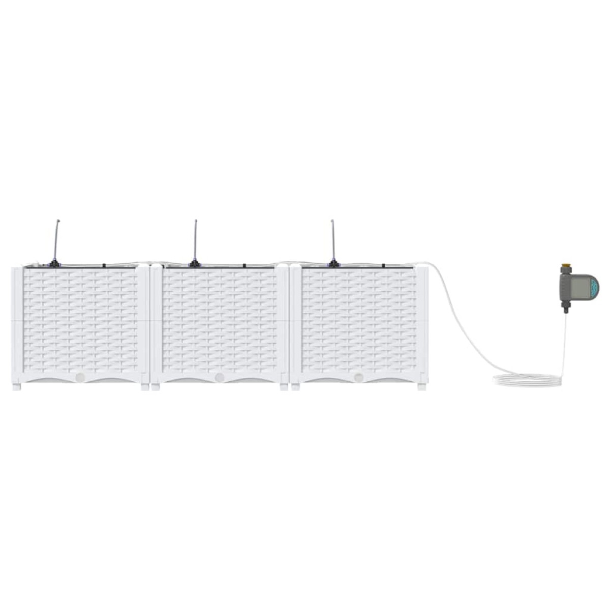 vidaXL Γλάστρα Κήπου 3 τμχ. Λευκό 120 x 40 x 37,5 cm PP