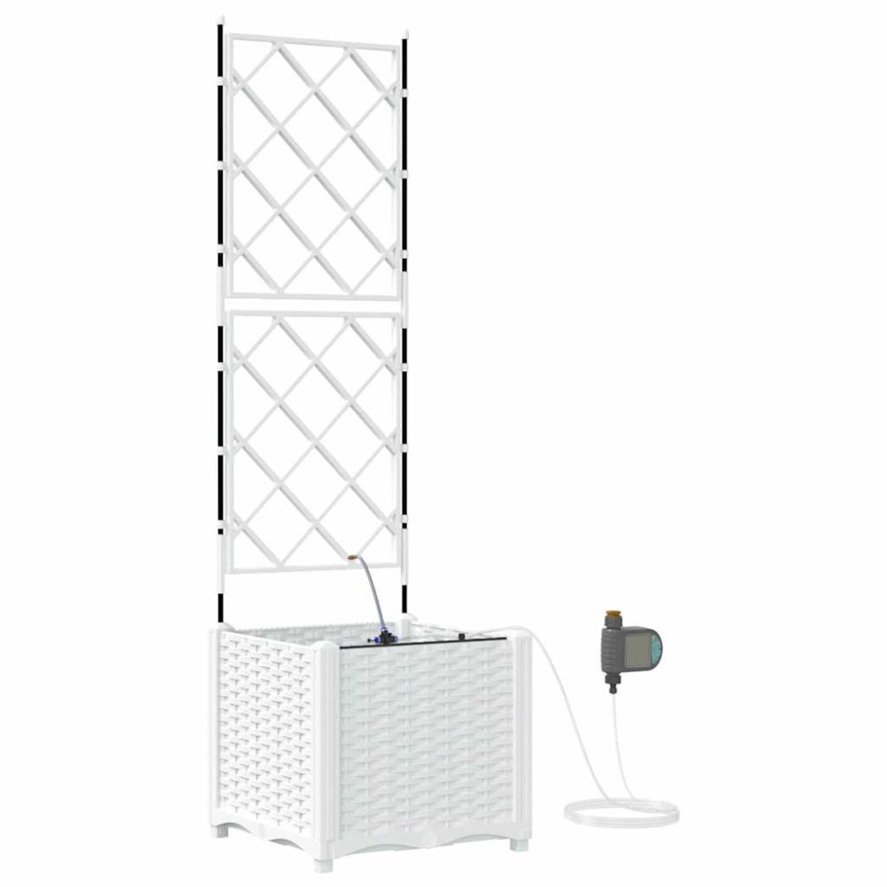 vidaXL Γλάστρα Κήπου Λευκό 40 x 40 x 142 cm PP