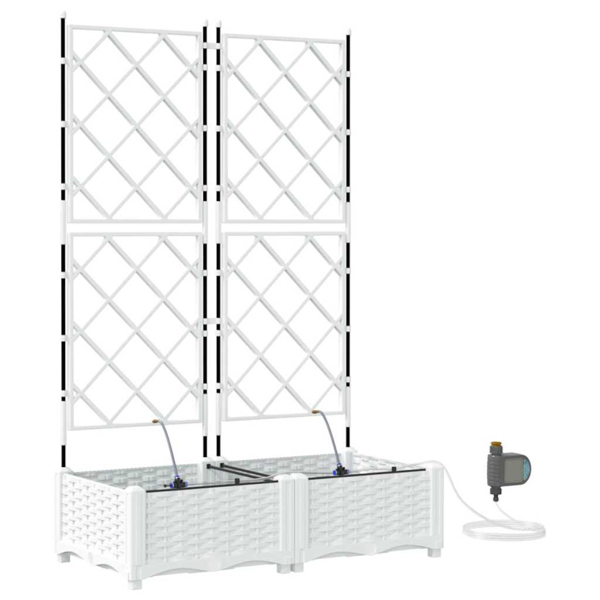 vidaXL Γλάστρα Κήπου 2 τμχ. Λευκό 80 x 40 x 126 cm PP