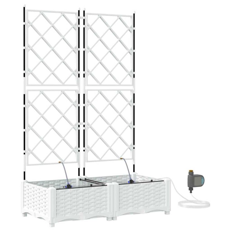 vidaXL Γλάστρα Κήπου 2 τμχ. Λευκό 80 x 40 x 126 cm PP