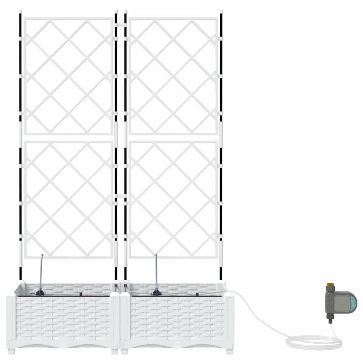 vidaXL Γλάστρα Κήπου 2 τμχ. Λευκό 80 x 40 x 126 cm PP