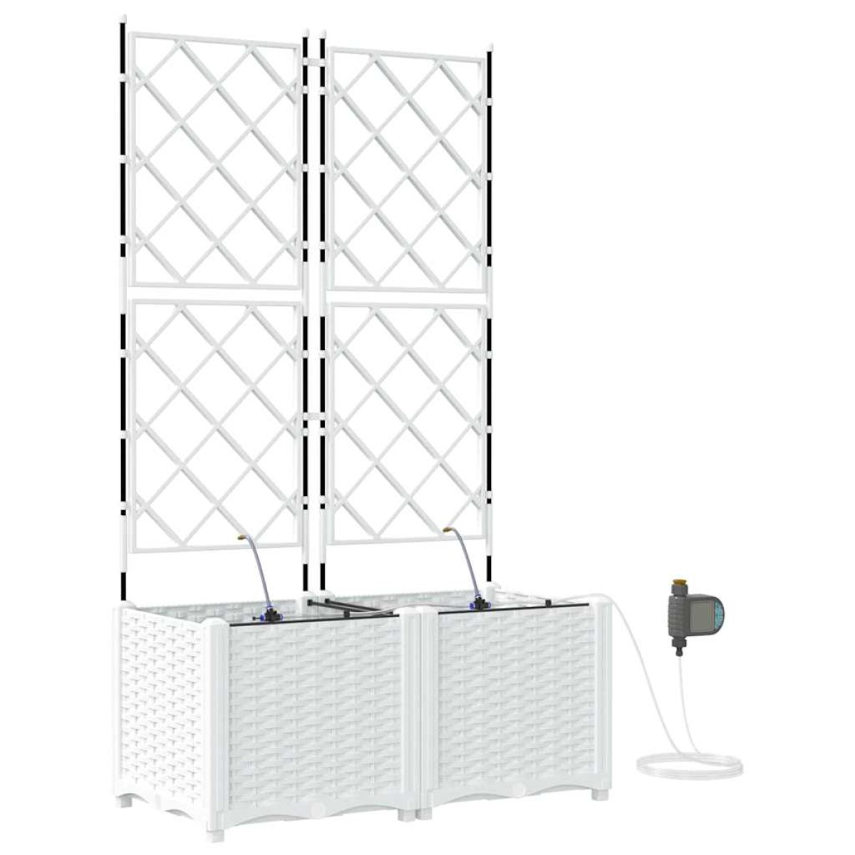 vidaXL Γλάστρα Κήπου 2 τμχ. Λευκό 80 x 40 x 142 cm PP
