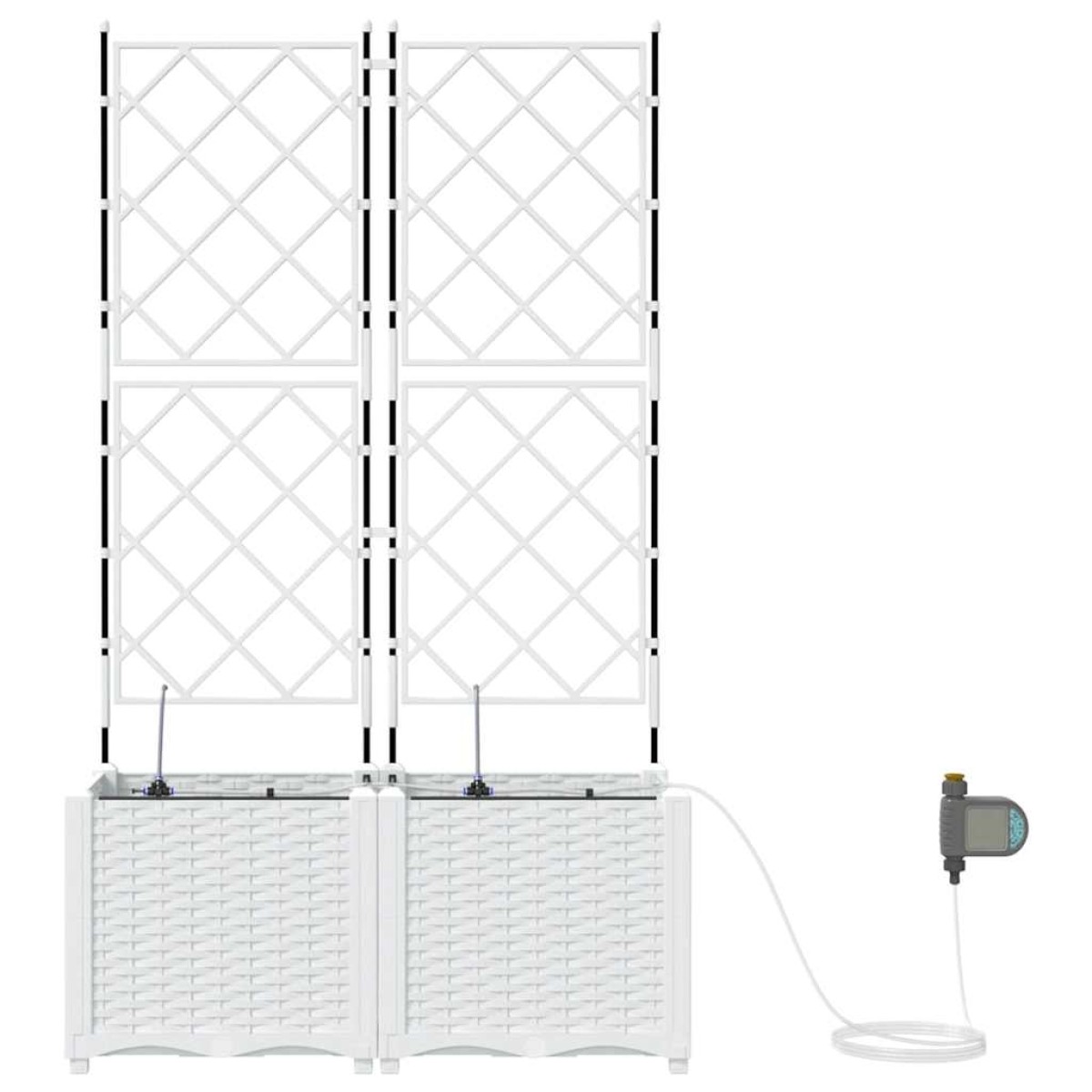 vidaXL Γλάστρα Κήπου 2 τμχ. Λευκό 80 x 40 x 142 cm PP