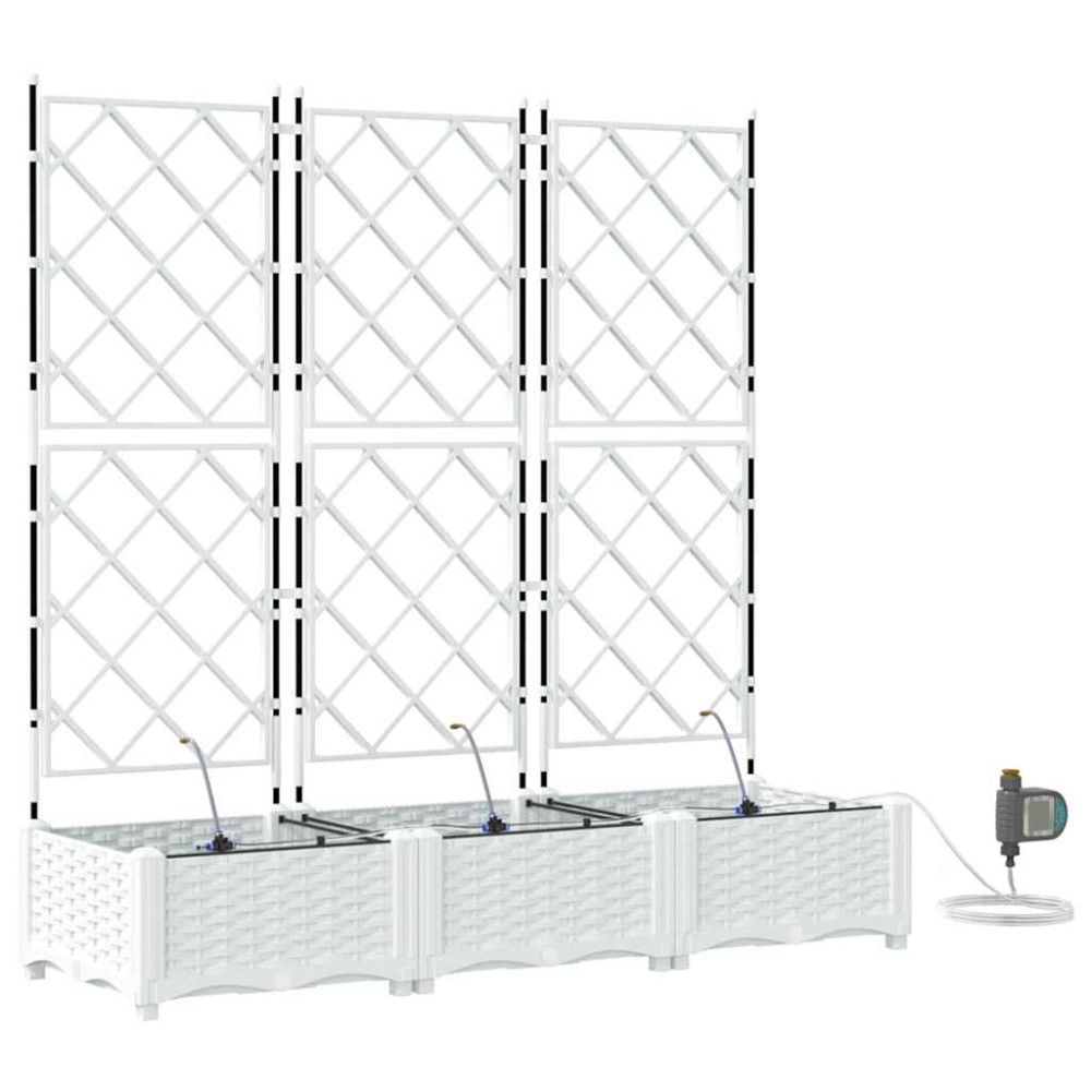 vidaXL Γλάστρα Κήπου 3 τμχ. Λευκό 120 x 40 x 126 cm PP