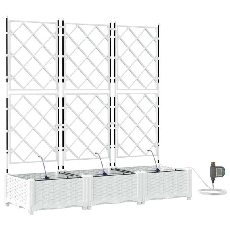 vidaXL Γλάστρα Κήπου 3 τμχ. Λευκό 120 x 40 x 126 cm PP