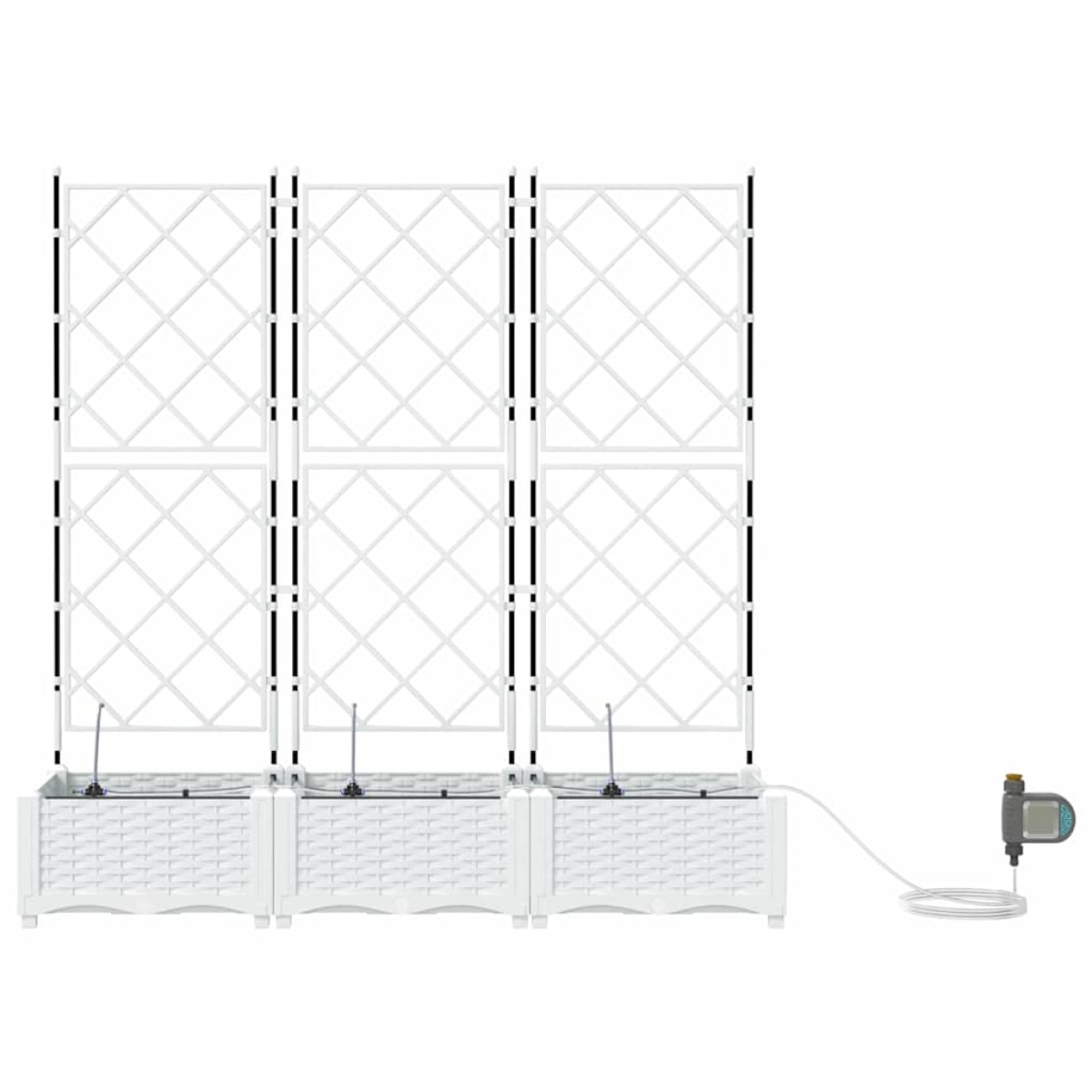 vidaXL Γλάστρα Κήπου 3 τμχ. Λευκό 120 x 40 x 126 cm PP