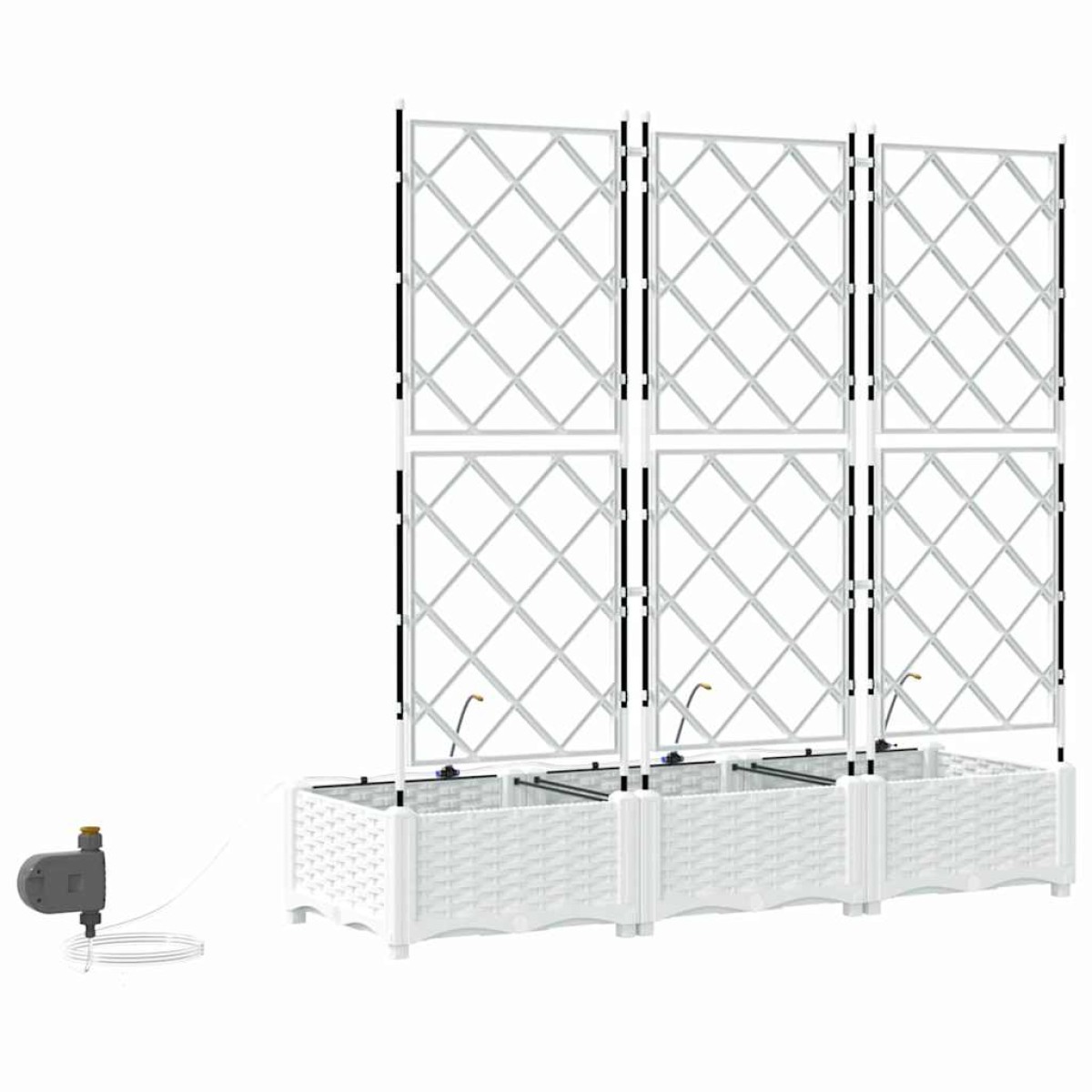 vidaXL Γλάστρα Κήπου 3 τμχ. Λευκό 120 x 40 x 126 cm PP