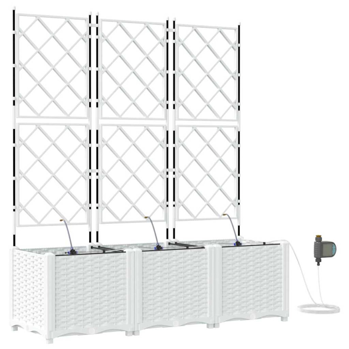 vidaXL Γλάστρα Κήπου 3 τμχ. Λευκό 120 x 40 x 142 cm PP