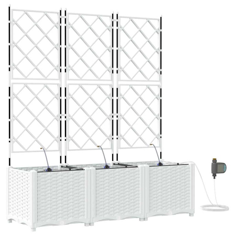 vidaXL Γλάστρα Κήπου 3 τμχ. Λευκό 120 x 40 x 142 cm PP