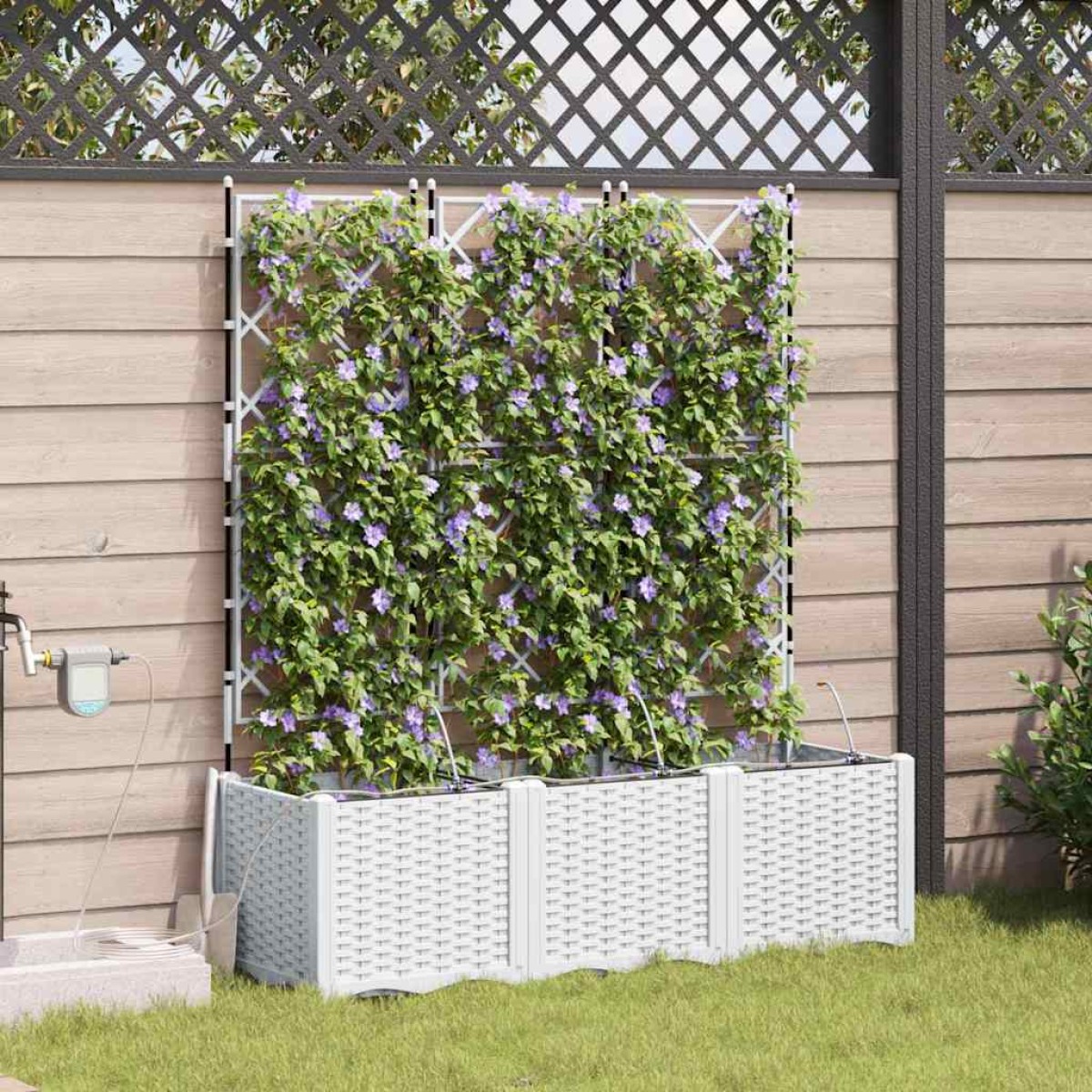 vidaXL Γλάστρα Κήπου 3 τμχ. Λευκό 120 x 40 x 142 cm PP