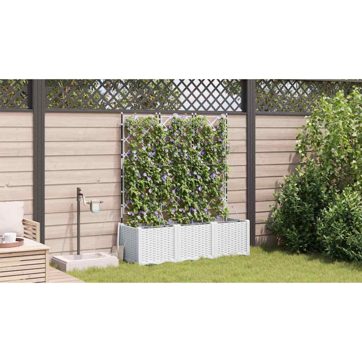 vidaXL Γλάστρα Κήπου 3 τμχ. Λευκό 120 x 40 x 142 cm PP