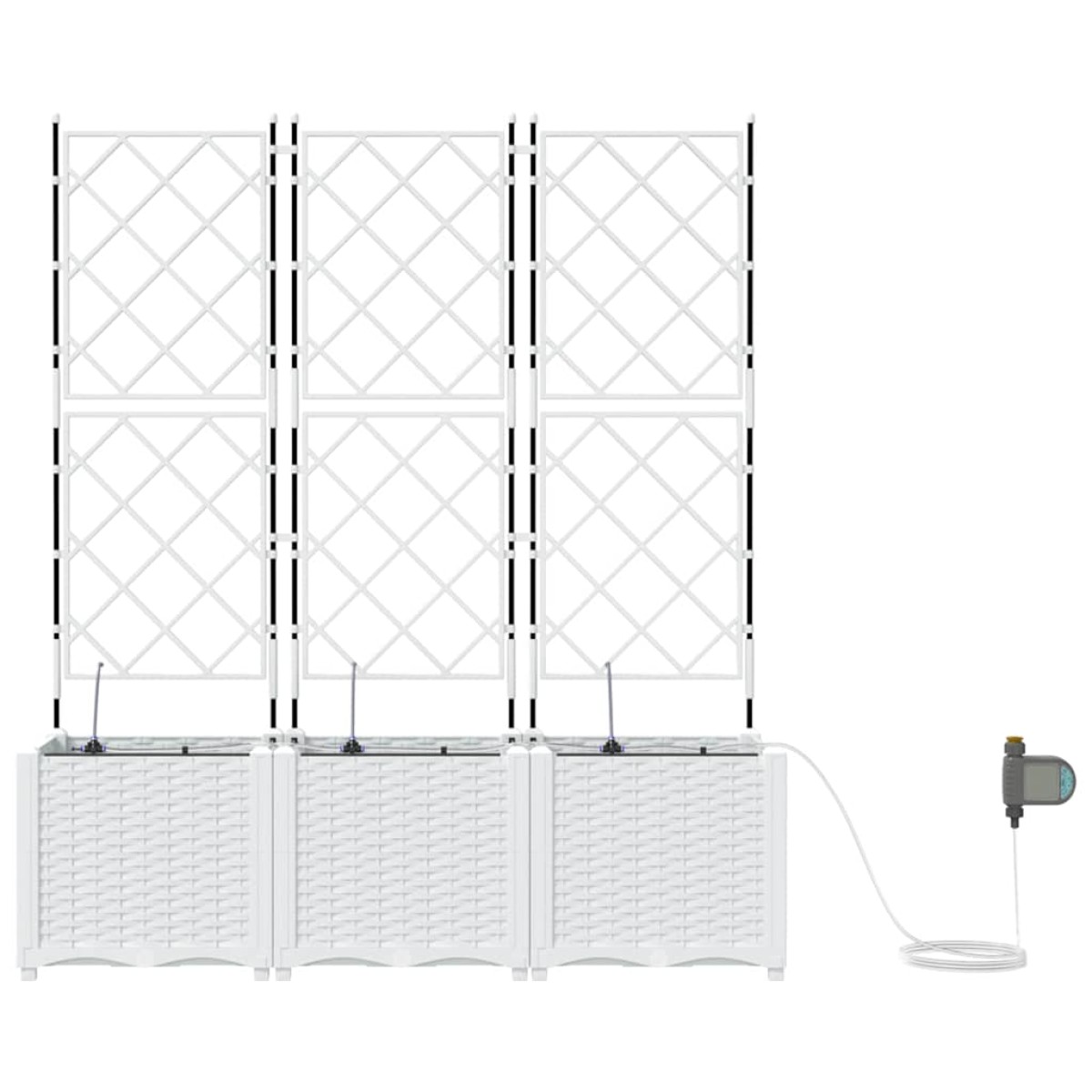 vidaXL Γλάστρα Κήπου 3 τμχ. Λευκό 120 x 40 x 142 cm PP