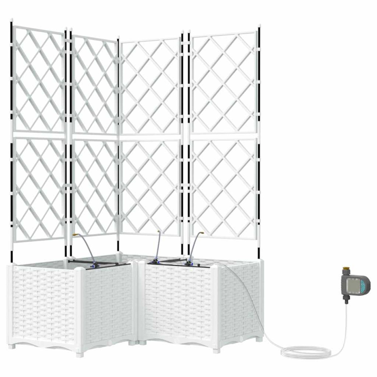 vidaXL Γλάστρα Κήπου 3 τμχ. Λευκό 80 x 80 x 142 cm PP