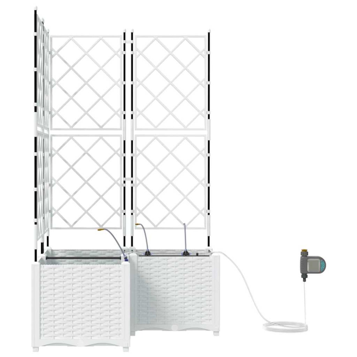 vidaXL Γλάστρα Κήπου 3 τμχ. Λευκό 80 x 80 x 142 cm PP