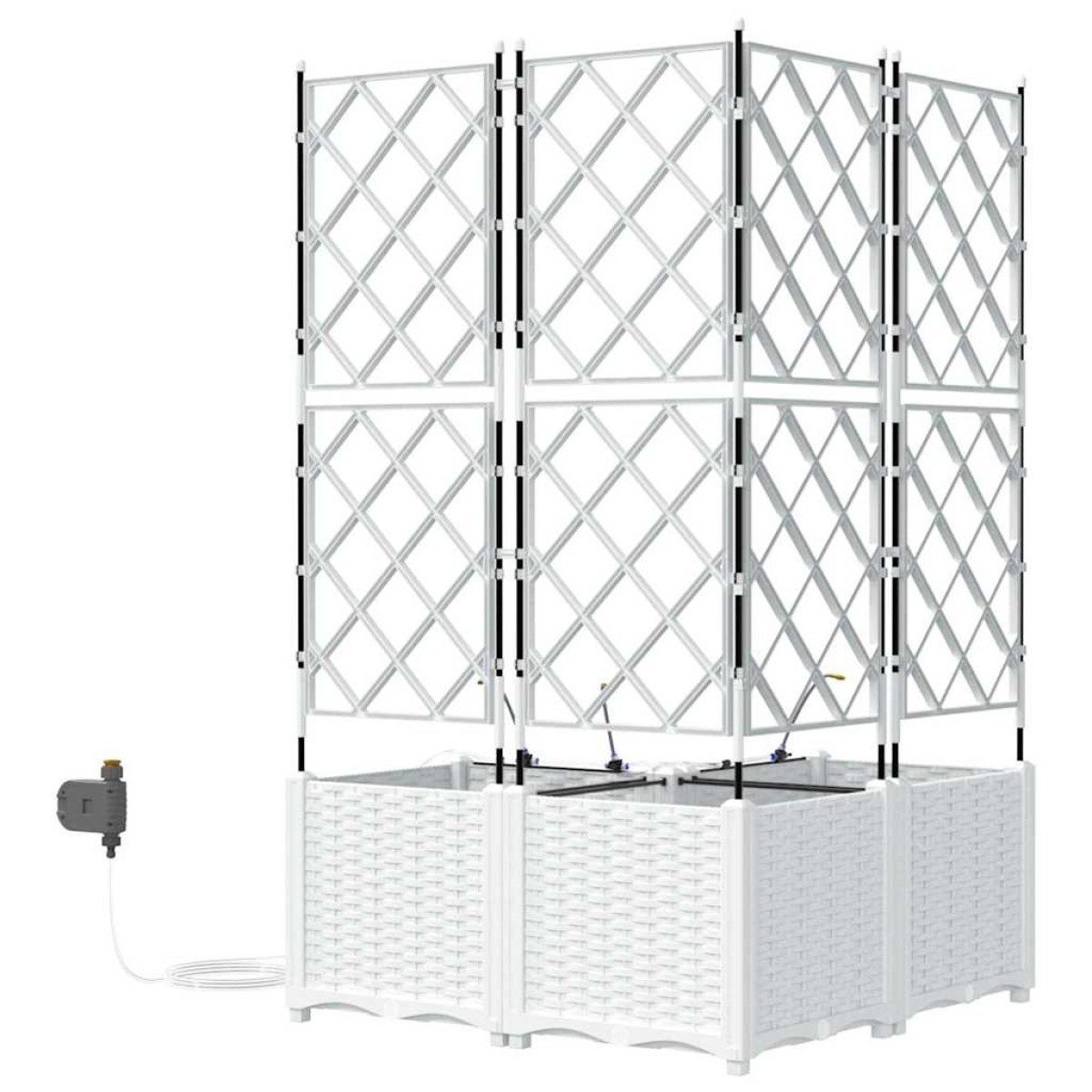vidaXL Γλάστρα Κήπου 3 τμχ. Λευκό 80 x 80 x 142 cm PP