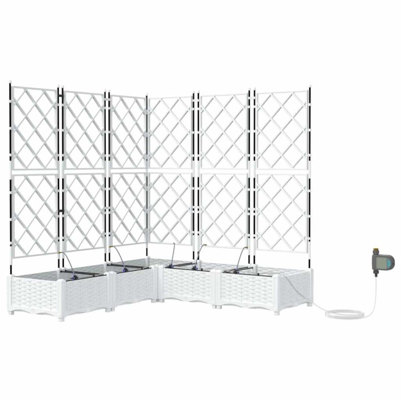vidaXL Γλάστρα Κήπου 5 τμχ. Λευκό 120 x 120 x 126 cm PP