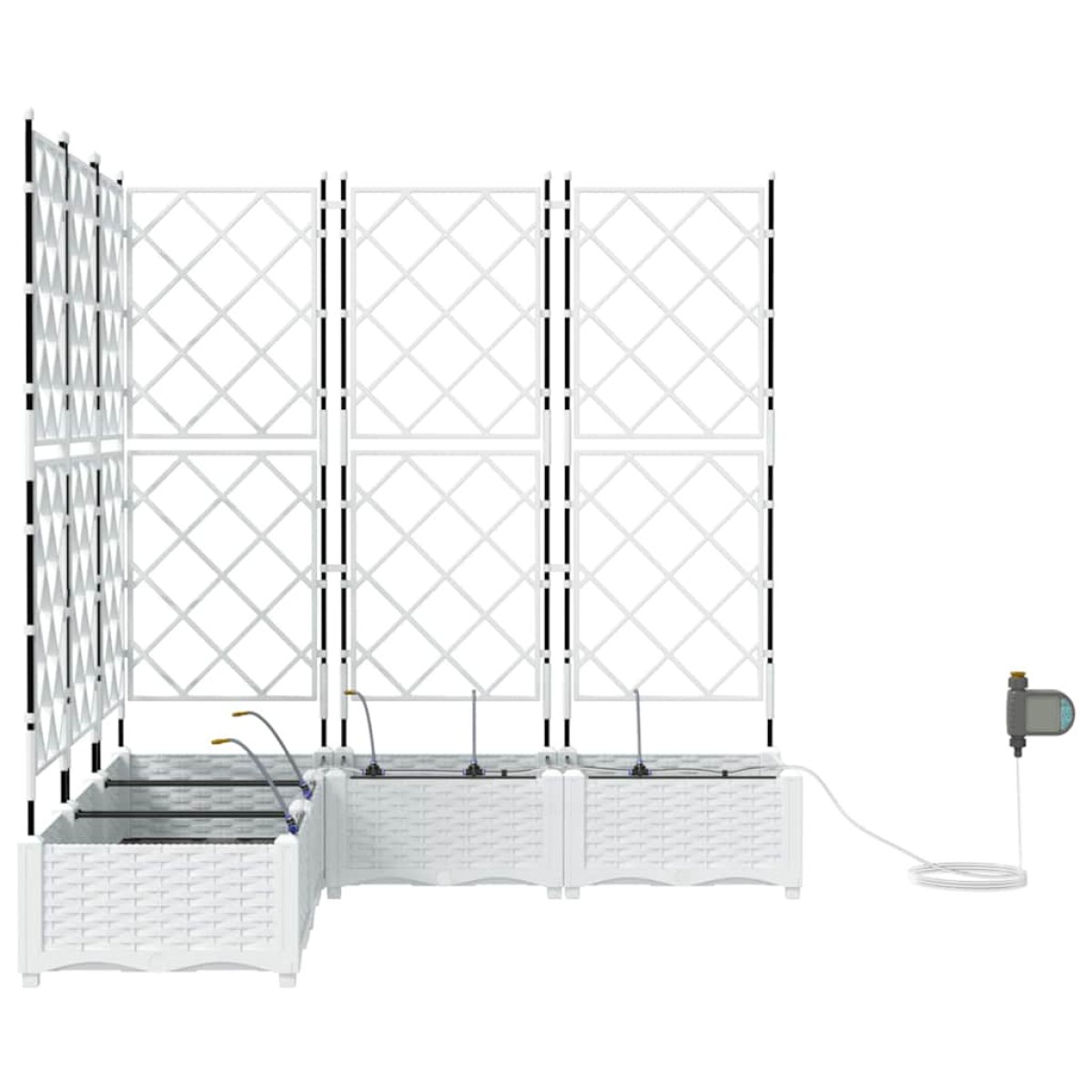 vidaXL Γλάστρα Κήπου 5 τμχ. Λευκό 120 x 120 x 126 cm PP