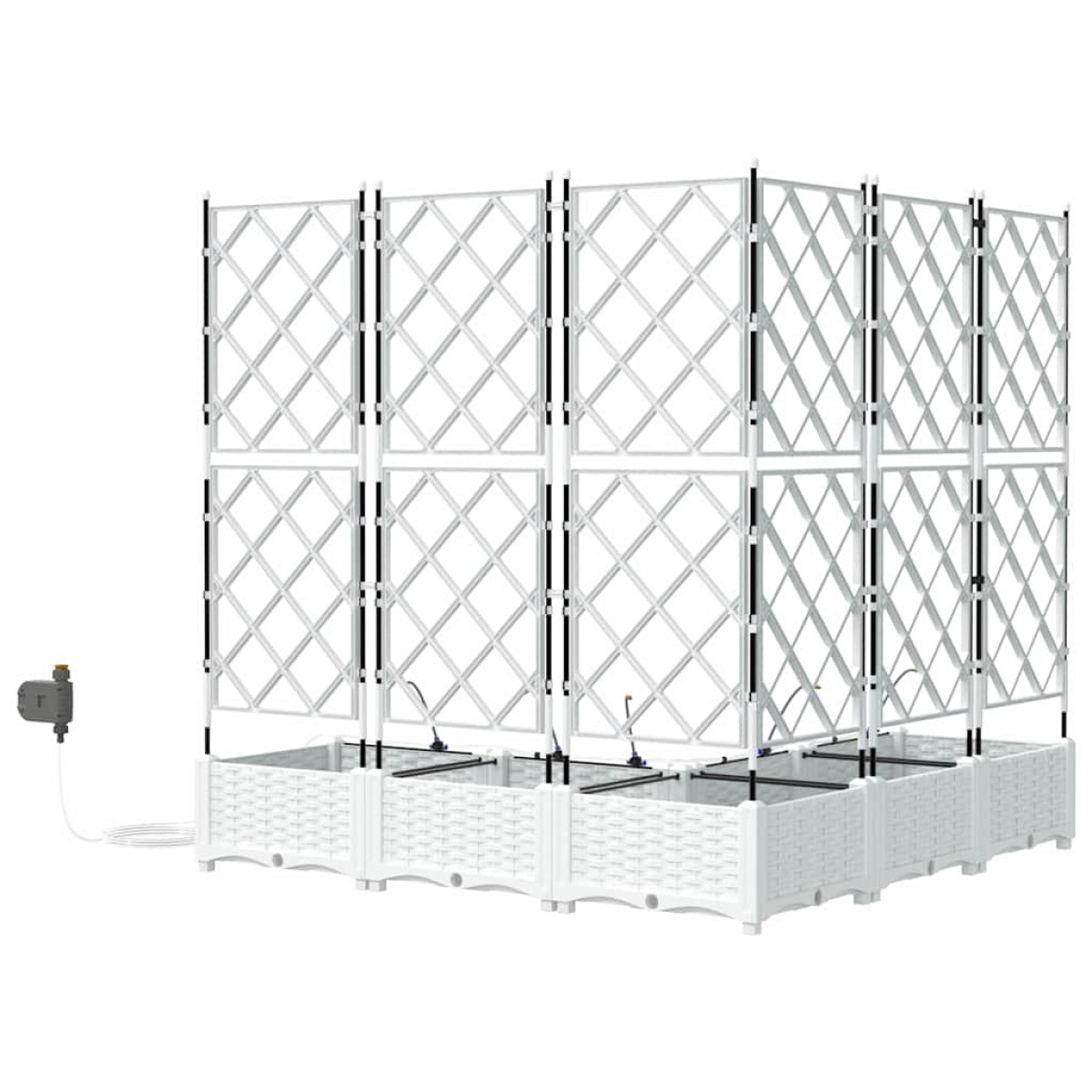vidaXL Γλάστρα Κήπου 5 τμχ. Λευκό 120 x 120 x 126 cm PP
