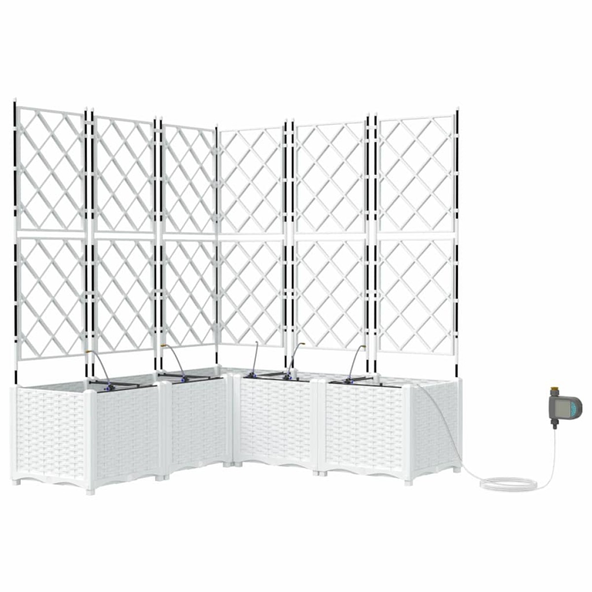 vidaXL Γλάστρα Κήπου 5 τμχ. Λευκό 120 x 120 x 142 cm PP
