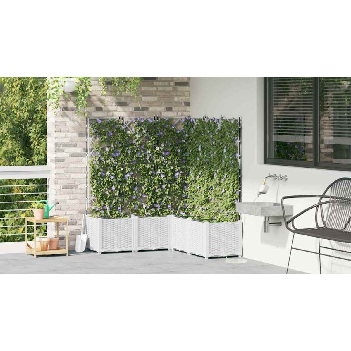 vidaXL Γλάστρα Κήπου 5 τμχ. Λευκό 120 x 120 x 142 cm PP