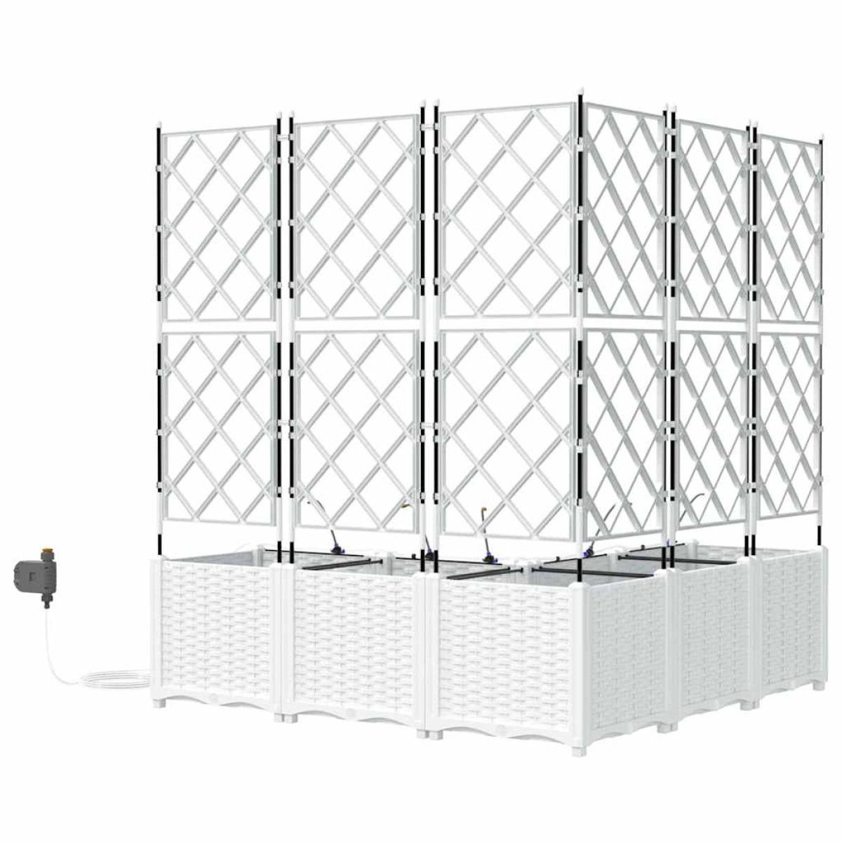 vidaXL Γλάστρα Κήπου 5 τμχ. Λευκό 120 x 120 x 142 cm PP