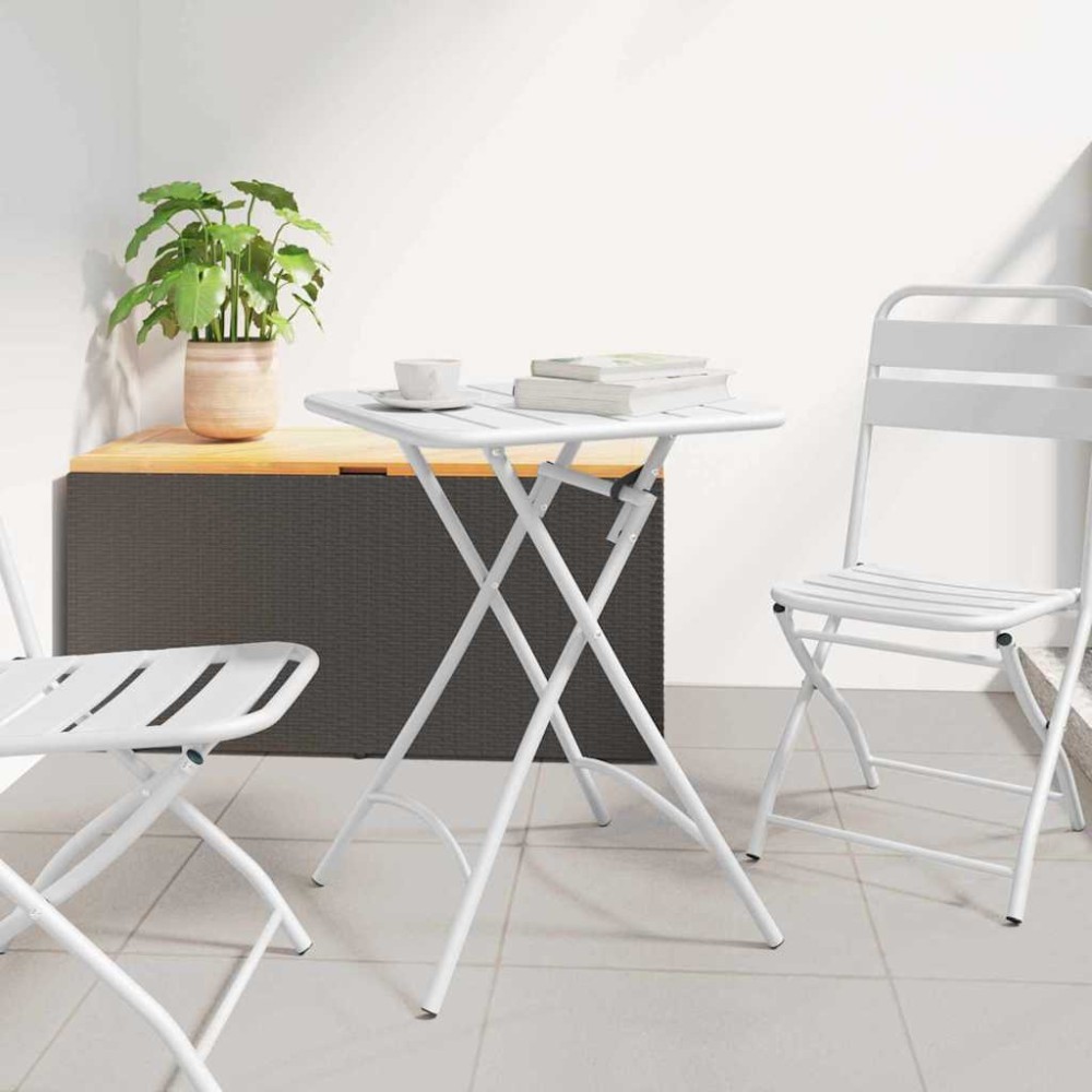 vidaXL Τραπέζι Bistro Λευκό 55 x 55 x 72,5 εκ. Ατσάλι με Πούδρα