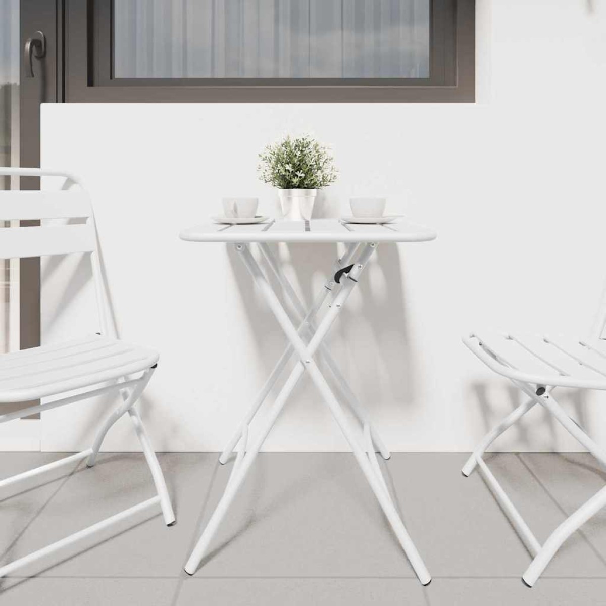 vidaXL Τραπέζι Bistro Λευκό 55 x 55 x 72,5 εκ. Ατσάλι με Πούδρα