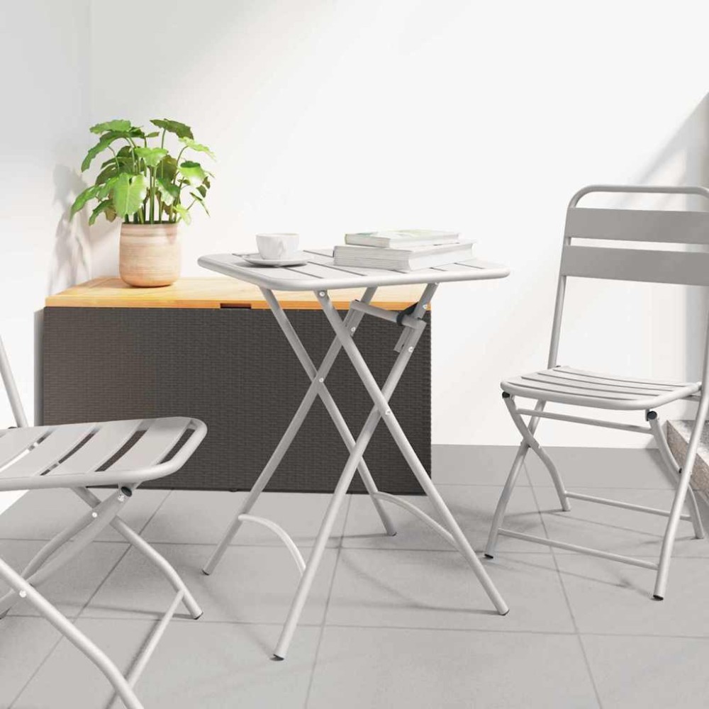 vidaXL Τραπέζι Bistro Μπεζ 55 x 55 x 72,5 εκ. Ατσάλι με Πούδρα