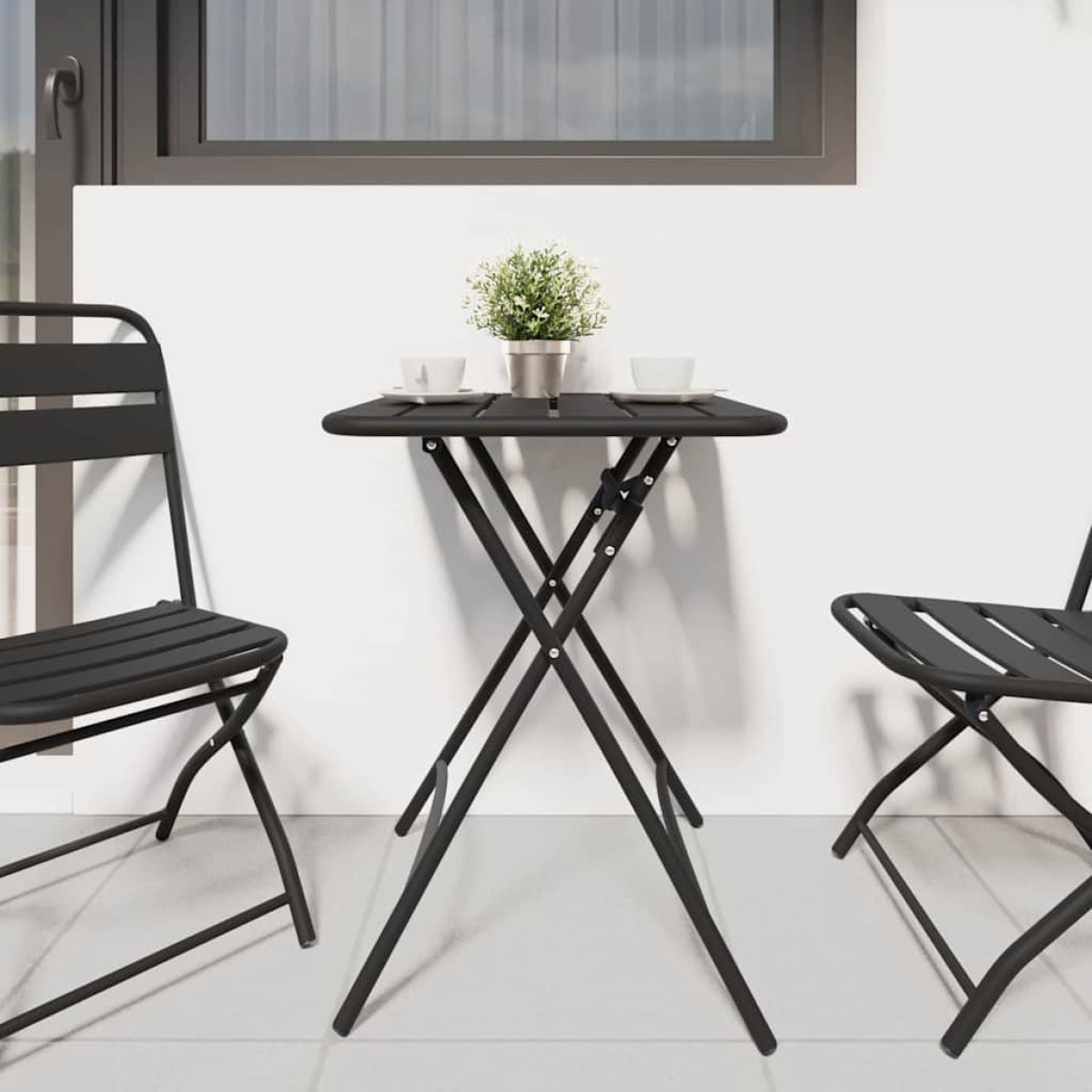 vidaXL Τραπέζι Bistro Ανθρακί 55 x 55 x 72,5 εκ. Ατσάλι με Πούδρα