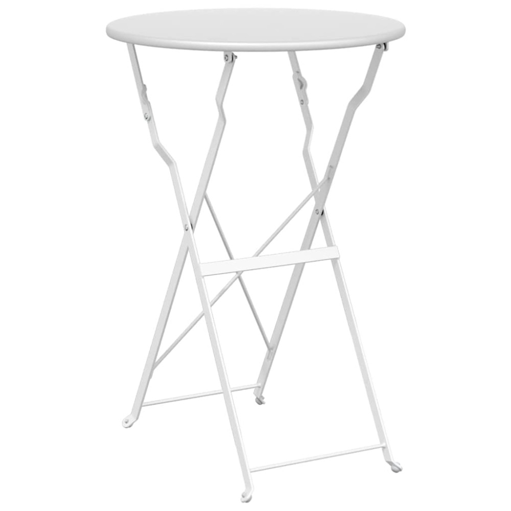 vidaXL Τραπέζι Bistro Λευκό Ø 50 x 71 εκ. Ατσάλι με Πούδρα