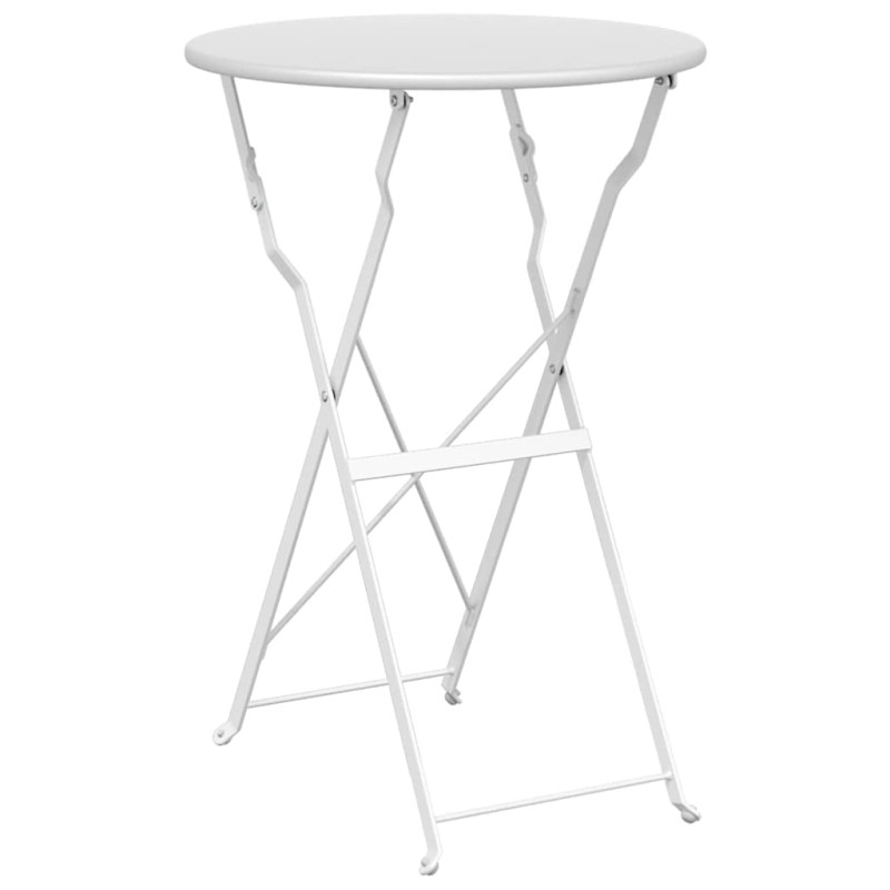vidaXL Τραπέζι Bistro Λευκό Ø 50 x 71 εκ. Ατσάλι με Πούδρα