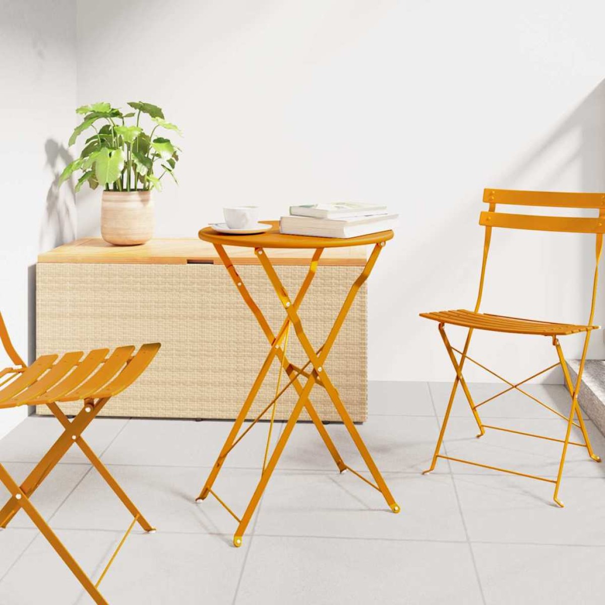 vidaXL Τραπέζι Bistro Μουσταρδί Ø 50 x 71 εκ. Ατσάλι με Πούδρα