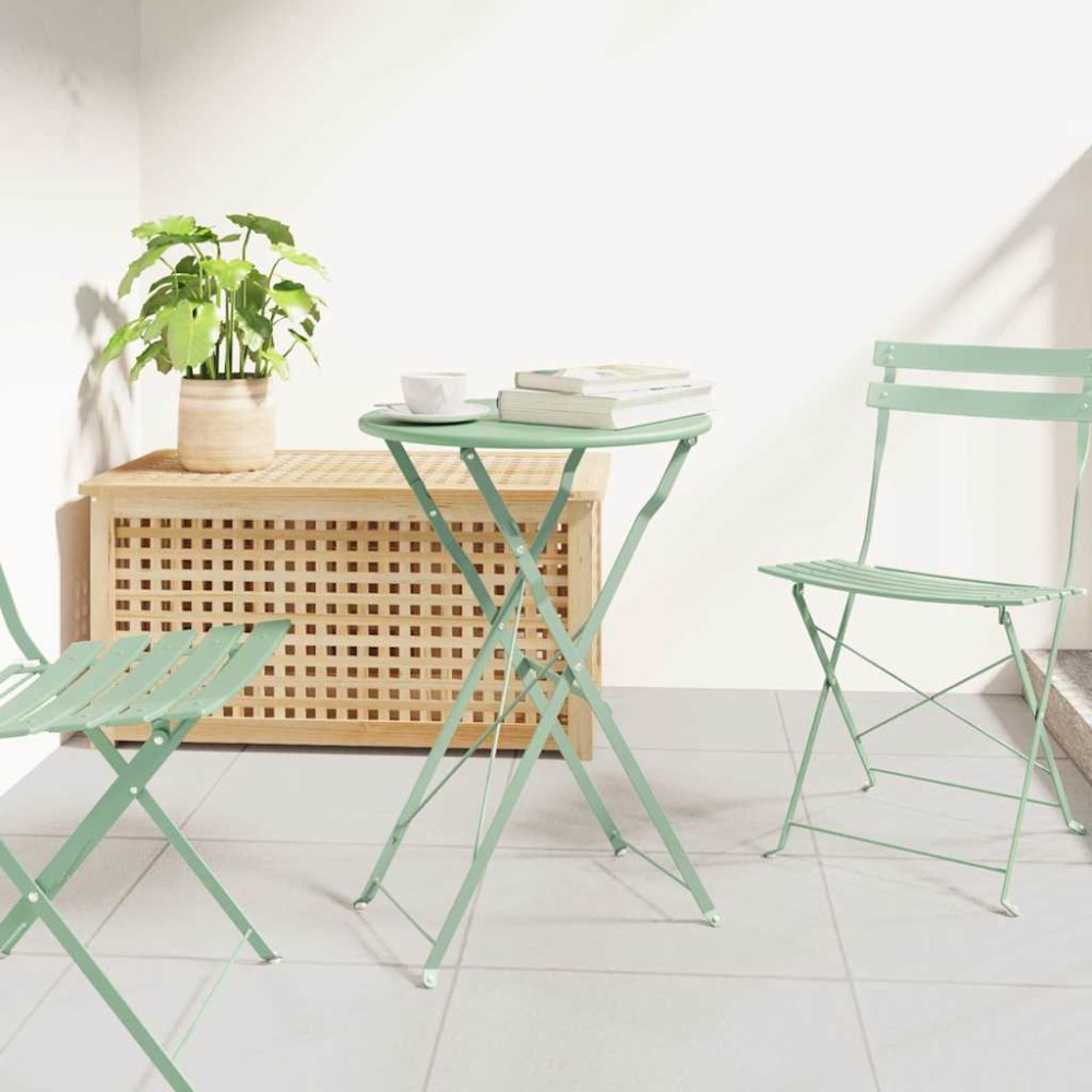 vidaXL Τραπέζι Bistro Απαλό μέint Ø 50 x 71 εκ. Ατσάλι με Πούδρα