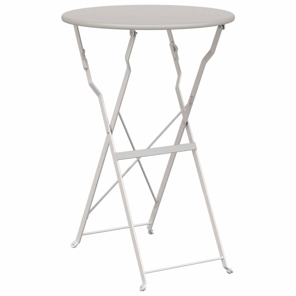 vidaXL Τραπέζι Bistro Μπεζ Ø 50 x 71 εκ. Ατσάλι με Πούδρα