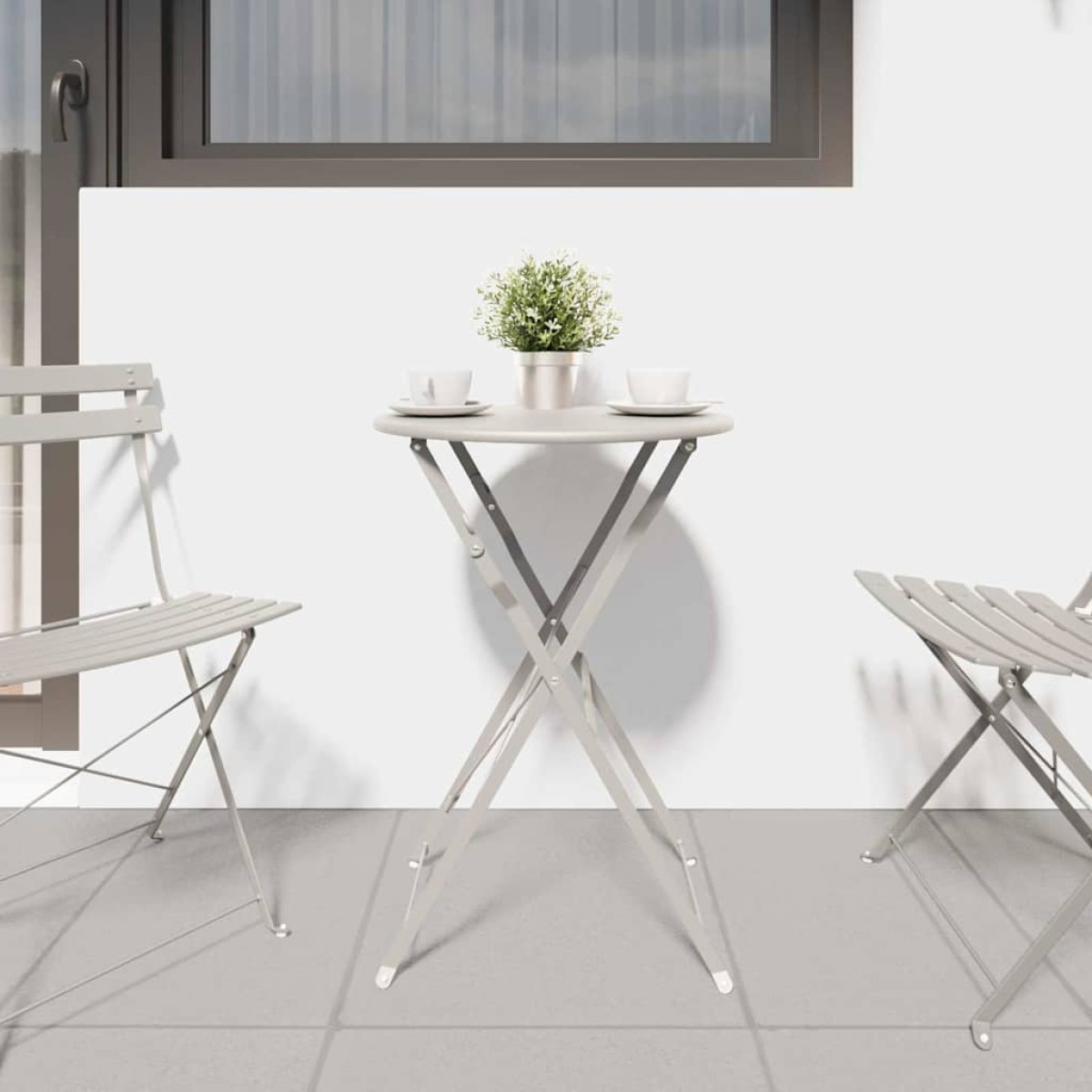 vidaXL Τραπέζι Bistro Μπεζ Ø 50 x 71 εκ. Ατσάλι με Πούδρα