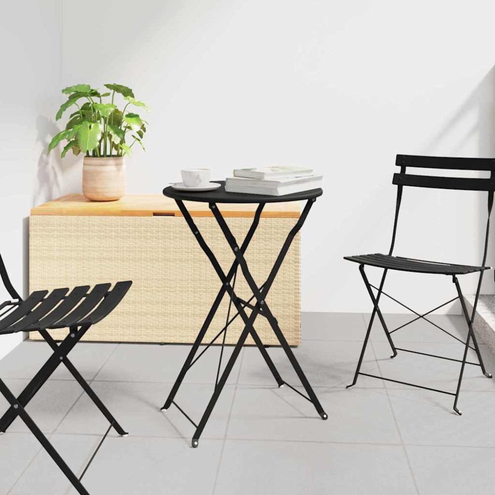 vidaXL Τραπέζι Bistro Ανθρακί Ø 50 x 71 εκ. Ατσάλι με Πούδρα