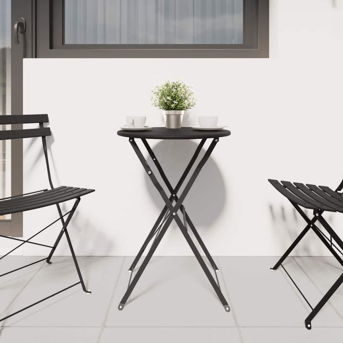 vidaXL Τραπέζι Bistro Ανθρακί Ø 50 x 71 εκ. Ατσάλι με Πούδρα