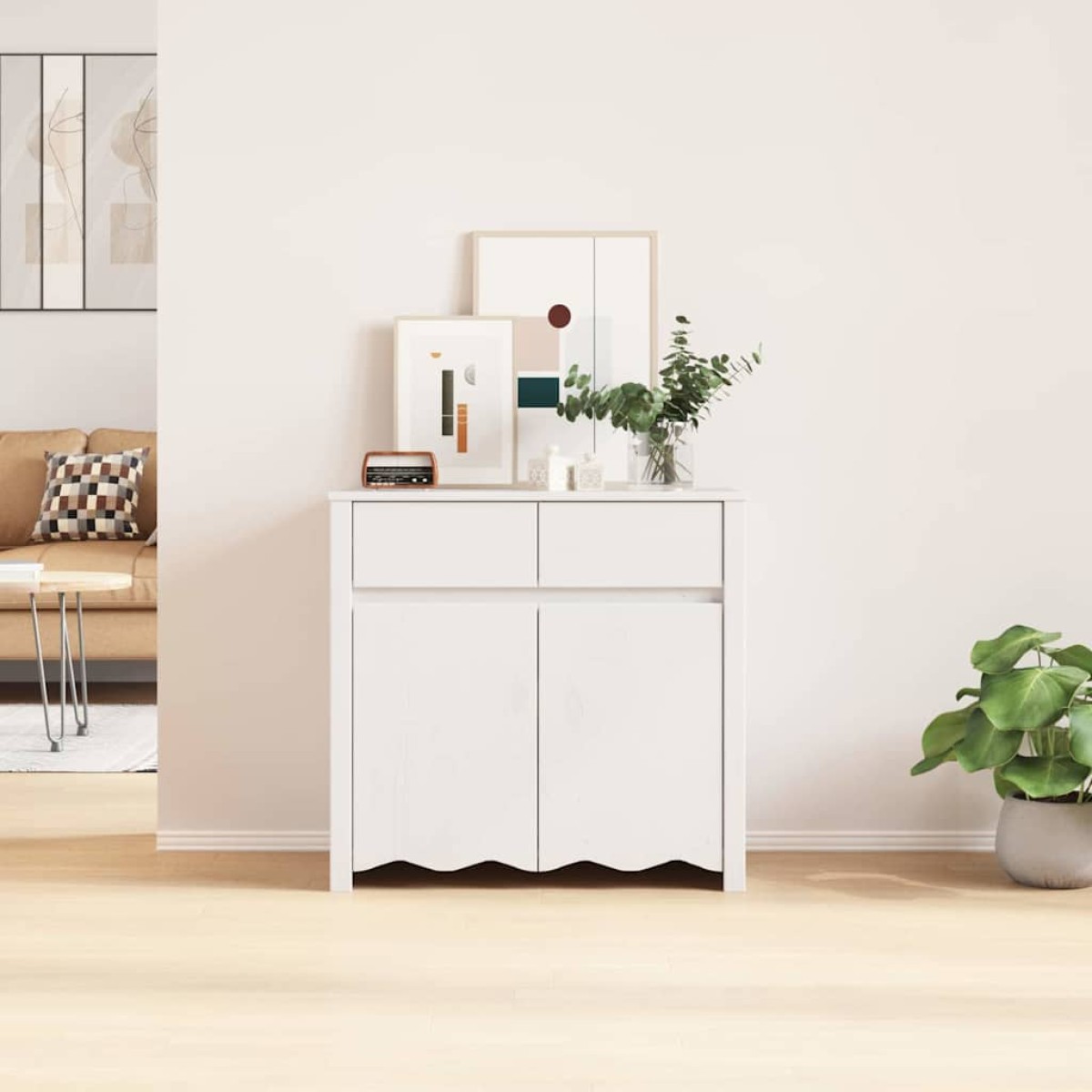 vidaXL Πλαϊνό γραφείο με συρτάρι Drammen Λευκό 79 x 43 x 75.5 εκ.