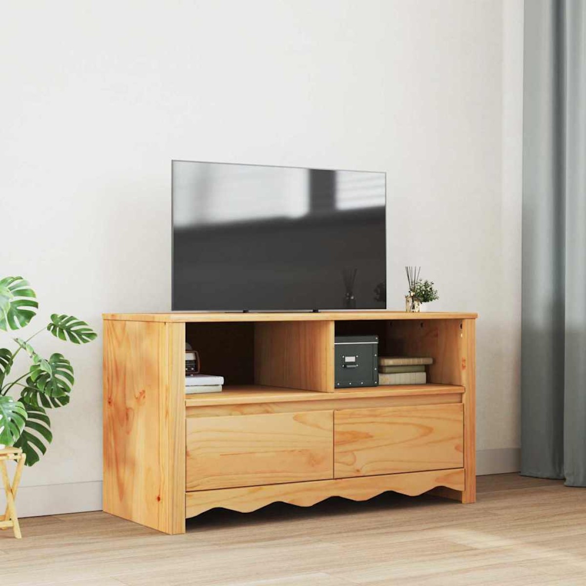 vidaXL Ντουλάπι TV Drammen Δρυς 99 x 43 x 55 εκ. Μασίφ ξύλο πεύκου