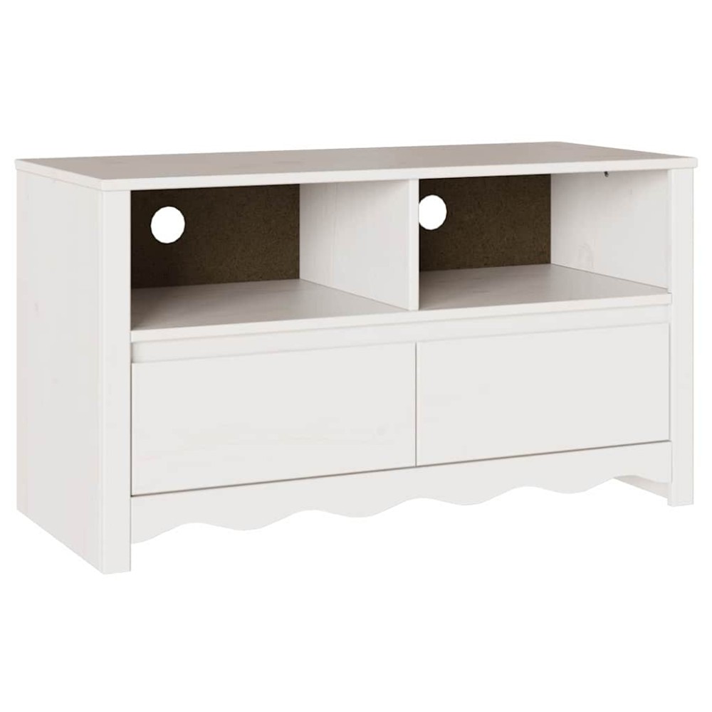 vidaXL Ντουλάπι TV Drammen Λευκό 99 x 43 x 55 εκ. Μασίφ ξύλο πεύκου