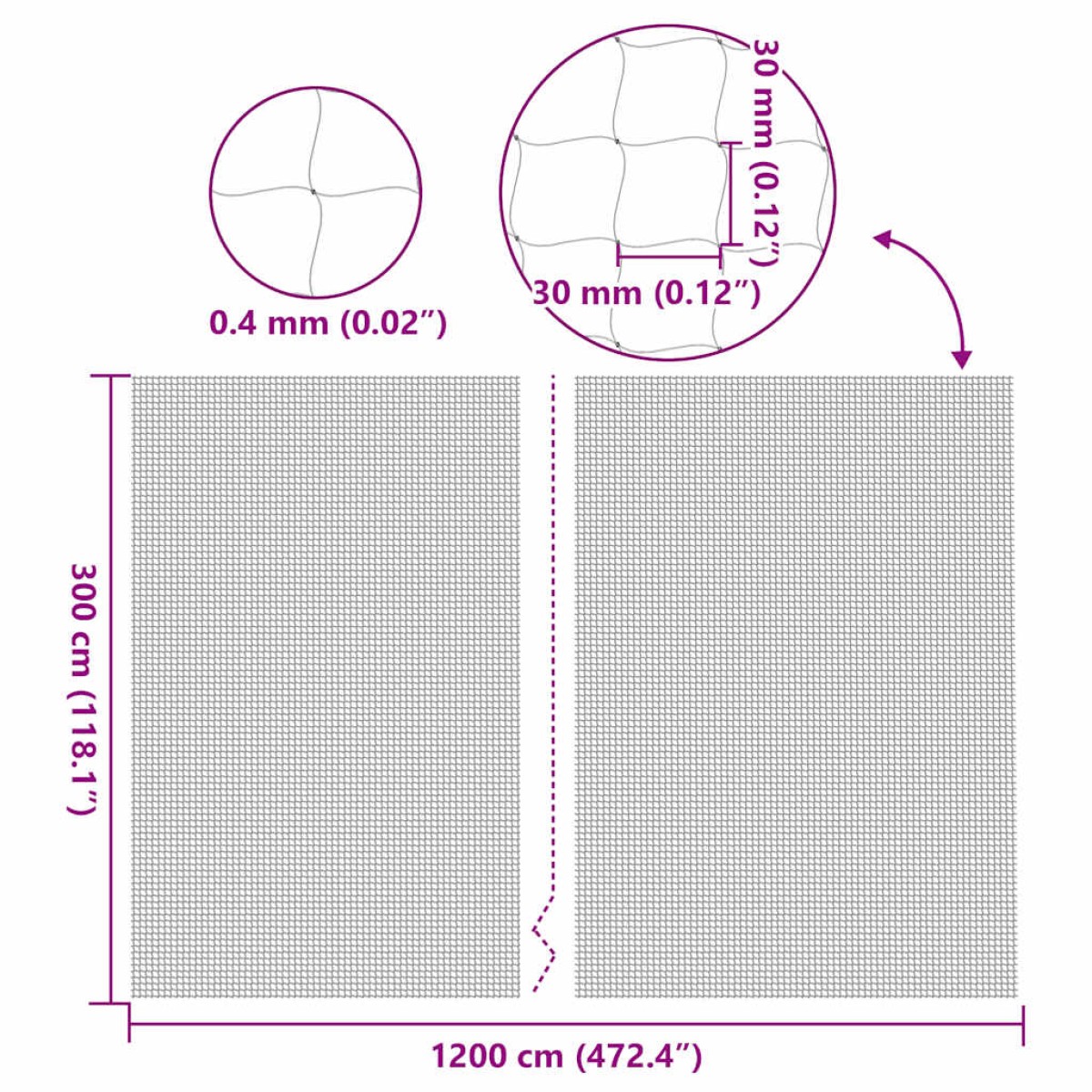 vidaXL Δίχτυ για Γάτες Διαφανές Νάιλον 12x3 μ.